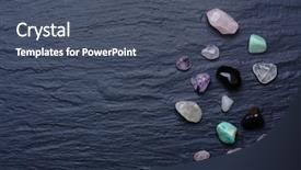  Presentation with minerals - Beautiful PPT theme featuring precious stones - pile of minerals on grey backdrop and a ocean colored foreground