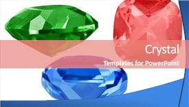  Presentation with gems - PPT layouts with precious stones - three bright gems isolated background and a coral colored foreground