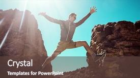  Presentation with running mountains - Presentation theme consisting of precipice between two mountains background and a tawny brown colored foreground