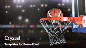  Presentation with precision - Presentation theme featuring precision - basketball ball board and net background and a dark gray colored foreground