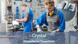  Presentation with working together - Slide deck consisting of precision - man and woman working together background and a ocean colored foreground