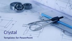  Presentation with precision - Audience pleasing theme consisting of precision - set of engineering drawings closeup backdrop and a light blue colored foreground