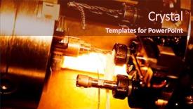  Presentation with drilling machine - Cool new PPT layouts with cnc drilling and boring machine backdrop and a tawny brown colored foreground