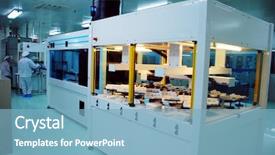  Presentation with production line - Colorful slide deck enhanced with precision manufacture - automated production line in modern backdrop and a light blue colored foreground