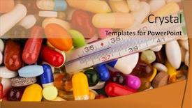  Presentation with precision - PPT layouts with precision medicine - clinical thermometer and tablets symbol background and a coral colored foreground