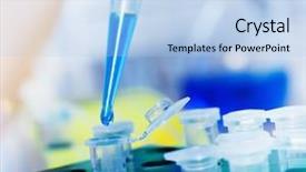  Presentation with lab test - Slide set featuring precision medicine - scientist filling test tube science background and a light blue colored foreground