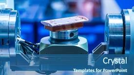  Presentation with machine - Amazing slides having precision parts - automatic machine measure the aluminum backdrop and a ocean colored foreground