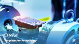  Presentation with precision - Beautiful PPT theme featuring precision parts - automatic machine measure the aluminum backdrop and a teal colored foreground