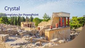  Presentation with clear sunny day rural landscape - Audience pleasing slide deck consisting of preconstruction - knossos palace ruin in sunny backdrop and a sky blue colored foreground