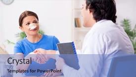  Presentation with doctor visiting family - Presentation design having preconstruction - woman visiting male doctor background and a light blue colored foreground