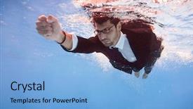  Presentation with water woman swimming underwater - Amazing slide deck having predator - businessman swimming underwater backdrop and a light blue colored foreground
