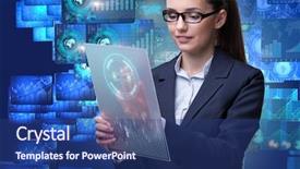  Presentation with prediction data - Cool new PPT theme with prediction - businesswoman in data mining concept backdrop and a ocean colored foreground
