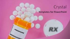  Presentation with spilling - Slide deck having prednisone-rx-medicine-pills background and a  colored foreground