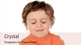  Presentation with preemie baby close up - Cool new PPT theme with preeschool - tired baby with eyes closed backdrop and a coral colored foreground