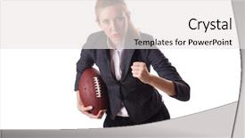  Presentation with rugby - Colorful presentation theme enhanced with preety office employee with rugby ball isolated on white backdrop and a white colored foreground