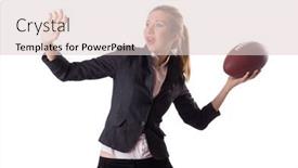  Presentation with rugby - Colorful presentation enhanced with preety office employee with rugby ball isolated on white backdrop and a lemonade colored foreground