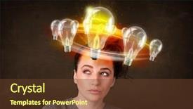  Presentation with light bulbs - Amazing slides having preety woman with light bulbs backdrop and a tawny brown colored foreground