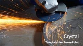  Presentation with machine - Cool new presentation design with prefabricated structure - machine for grinding metal backdrop and a  colored foreground