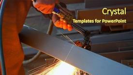  Presentation with precision metal machining by vertical - Presentation design consisting of prefabricated structure - machine for grinding metal background and a tawny brown colored foreground