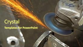  Presentation with precision metal machining by vertical - Amazing PPT theme having prefabricated structure - machine for grinding metal backdrop and a tawny brown colored foreground