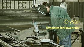  Presentation with welding - Colorful presentation theme enhanced with prefabricated structure - welder with protective mask welding backdrop and a tawny brown colored foreground