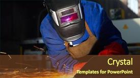  Presentation with welding - Beautiful presentation featuring prefabricated structure - worker welding grinding metal backdrop and a  colored foreground