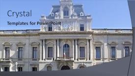  Presentation with 19th century - Slide deck having prefecture in montpellier prefecture dating from the 19th century background and a light blue colored foreground