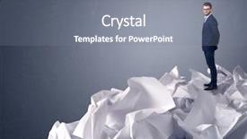  Presentation with paper news print pile newspapers - Colorful presentation theme enhanced with preference - thoughtful young businessman standing backdrop and a gray colored foreground