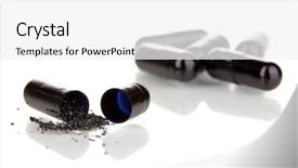  Presentation with carbon - PPT theme with preformance - activated carbon in capsules isolated background and a white colored foreground