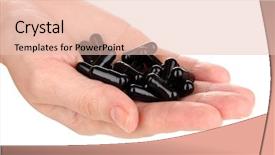  Presentation with carbon - Presentation theme having preformance - activated carbon in hand isolated background and a  colored foreground