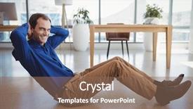  Presentation with executive attire - Cool new slide set with preformance - portrait of smiling executive preforming backdrop and a violet colored foreground