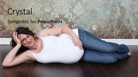  Presentation with pregnant woman - Colorful PPT theme enhanced with pregant - beautiful pregnant woman 8 months backdrop and a light gray colored foreground