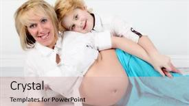  Presentation with pregnant woman in hospital - PPT theme enhanced with pregant - pregnant woman at 8 months background and a  colored foreground