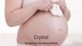  Presentation with baby shoes - Colorful PPT layouts enhanced with pregant woman holding small baby backdrop and a coral colored foreground