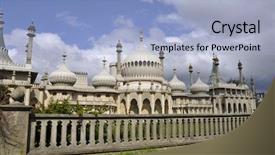  Presentation with royal britain - Audience pleasing PPT layouts consisting of pregency - royal pavilion in brighton england backdrop and a light blue colored foreground