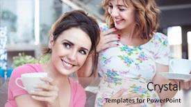 Presentation with coffee - Presentation consisting of pregnacy - two young women enjoying coffee background and a  colored foreground