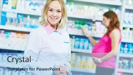  Presentation with medical worker - Slide deck enhanced with pregnancy and pharmaceutics theme smiling background and a light blue colored foreground