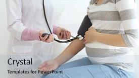  Presentation with measuring blood pressure in haitian - Presentation theme having pregnancy blood - doctor measuring pressure background and a light blue colored foreground