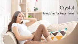  Presentation with medicine pregnant woman - Presentation design having pregnancy blood - young pregnant woman suffering background and a lemonade colored foreground