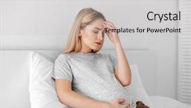  Presentation with pregnant - Slide deck having pregnancy blood - young pregnant woman suffering background and a light gray colored foreground