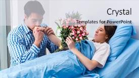  Presentation with caring - Cool new PPT theme with pregnancy cancer - caring loving husband visiting pregnant backdrop and a white colored foreground