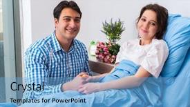  Presentation with caring - Beautiful theme featuring pregnancy cancer - caring loving husband visiting pregnant backdrop and a light blue colored foreground