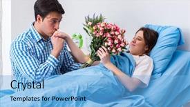  Presentation with caring - Amazing slide set having pregnancy cancer - caring loving husband visiting pregnant backdrop and a light blue colored foreground