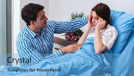  Presentation with caring - PPT layouts featuring pregnancy cancer - caring loving husband visiting pregnant background and a light blue colored foreground