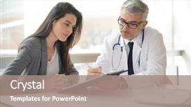  Presentation with doctor and patient medical consultation - PPT theme featuring pregnancy cancer - patient meeting doctor for medical background and a coral colored foreground