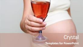  Presentation with pregnant woman - Cool new presentation theme with pregnancy cancer - young pregnant woman holding wine backdrop and a coral colored foreground
