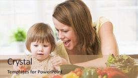  Presentation with pregnancy diet - Slides enhanced with pregnancy diet - mother and daughter in kitchen background and a coral colored foreground