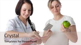  Presentation with white healthy food - Cool new presentation theme with pregnancy diet - pregnant woman and doctor backdrop and a  colored foreground