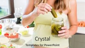  Presentation with pregnant - Slide deck consisting of pregnancy diet - pregnant woman craving for pickled background and a soft green colored foreground