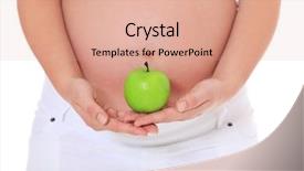 Presentation with pregnant woman in hospital - PPT layouts having pregnancy diet - pregnant woman holding green apple background and a coral colored foreground
